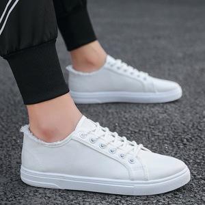 Chaussures blanches en <span class=keywords><strong>toile</strong></span> à pompons pour hommes Printemps Été Nouvelles chaussures décontractées Chaussures basses pour hommes Vente en gros Chaussures plates polyvalentes à la mode - Product Image 1
