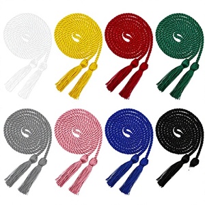 Cordones de Honor para Graduación, Azul Rey/Rojo/Dorado, Multicolor, Cordón de Macramé de 3 Hilos Trenzados, 3 mm, 60 Pulgadas, Recubierto, Ecológico, de Alta Tenacidad - Product Image 2