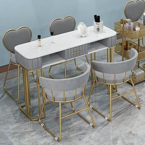 Modernes rosa Nagel Salon Möbel Set Eisen Maniküre Tisch Schrank Schreibtisch Hocker Stuhl Metall Material für Nagels tange - Product Image 6