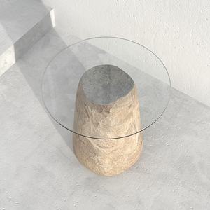 लिविंग रूम के उपयोग के लिए होटल के लिए आधुनिक न्यूनतम लक्जरी ग्लास साइड टेबल संगमरमर पैटियो पत्थर आउटडोर फर्नीचर - Product Image 3