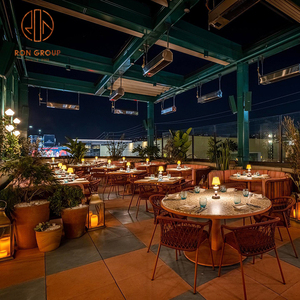 Đồ nội thất quán cà phê cổ điển đặt nhà hàng màu hồng vải sofa ngoài trời với bàn đá cẩm thạch và ghế mây cho quán cà phê - Product Image 4