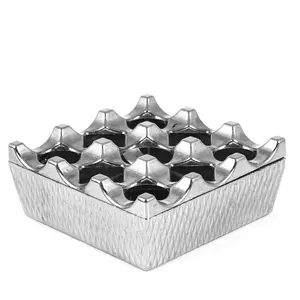 Silver Colored Metal Ashtray With Lid