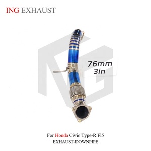 ท่อหน้า ING Titanium 76 มม. (3 ท่อ) สำหรับ Honda Civic Type-R FK8 FL5 น้ำหนักเบาพิเศษ ประสิทธิภาพสูง อะไหล่แต่งเพิ่มสมรรถนะ ขายส่ง - Product Image 6