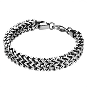 Wholesale mens double layer stainless steel franco chain bracelet jewelry making supplies