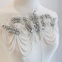 Applique 3D en strass en forme de fleur, perles brillantes, paillettes en cristal, patchs en maille, 100% polyester, pour robe de mariée, coiffe de mariée