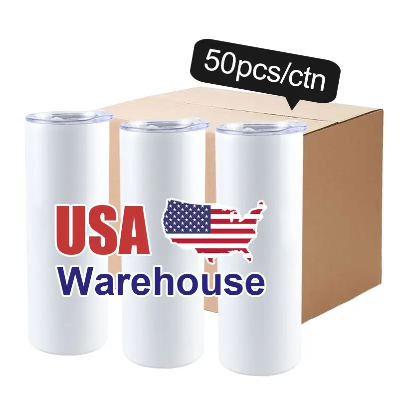 USA Warehouse 20 Oz Straight Blanks Thép Không Gỉ Cup Double Walled 20 Oz Skinny Thăng Hoa Tumblers Với Rơm