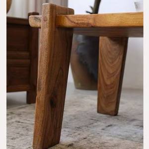 Table basse en bois d'orme massif style Wabi Sabi, table à thé pour salon, balcon, ou petite table de fenêtre. - Product Image 4