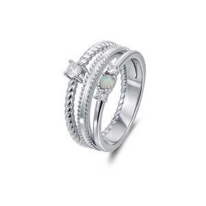Anello Classico da Donna per Matrimonio con Design 3D Moderno, in Acciaio Inossidabile Lucidato, Finitura in Oro PVD 18K, con <span class=keywords><strong>Zirconia</strong></span> Cubica - Product Image 1
