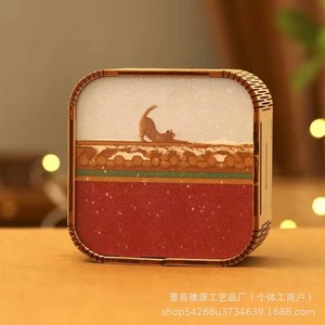 Customized <b>Night</b> <b>Light</b> Tap Control Rectangle USB Powered Chinese Style Mountain Scene Decor Gift For Elders - Product Image 5