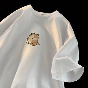 Camiseta Corta de Estilo Japonés para Hombre, Algodón Puro, Nuevo Estilo de Verano, Talla Juvenil, Cuello Redondo Holgado y Versátil - Product Image 6