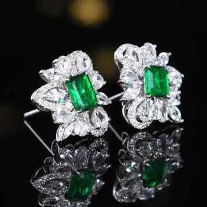 Pendientes de joyería de lujo SGARIT, esmeralda natural verde intenso, corte octogonal, 0,56 ct + 0,16 ct * 20 piezas, pendientes de diamantes naturales para mujer - Product Image 2