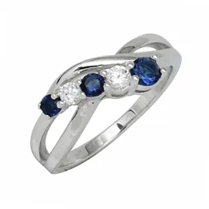 Wedding Rings Jewelry Women 925 Sterling Silver Blue Sapphire Twisted Cross Rings