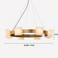 Lustre en laiton et albâtre de luxe sur mesure, réglable en hauteur, luminaire d'intérieur pour salle à manger, salon, hôtel