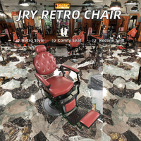 Fauteuil de Barbier Inclinable en Cuir PU Confortable Noir et Rouge pour Salon