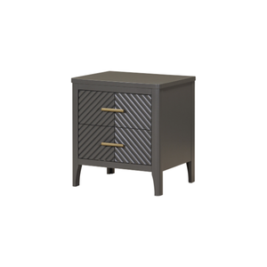 Modern Wooden Nightstand with 2 Drawers Decorative Front Panel <b>Bedside</b> <b>Table</b> Bedroom Furniture Storage Cabinet - Product Image 1