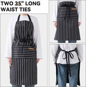 <b>Aprons</b> <b>Kitchen</b> Cooking <b>Aprons</b>, Adjustable Bib Soft Chef <b>Apron</b> With 2 Pockets for Men Women (Black/Brown Stripes) - Product Image 4