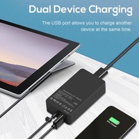 Chargeur secteur rapide 44W 15V 2.58A avec cordon d'alimentation pour Microsoft Surface Pro 3 4 5 6 7, Laptop 1 2 3 Go Book
