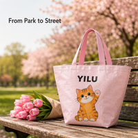 Sac fourre-tout personnalisé YILU en PP tissé imprimé motif chat mignon, réutilisable et recyclable, pour le shopping, cadeau pour femme, courses