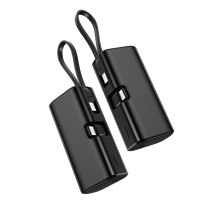 Nouveau 2025 Mini banque d'alimentation d'urgence Mini Portable Capsule porte-clés chargeur de téléphone 5000mah banque d'alimentation avec câbles intégrés