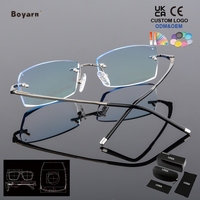 Monture de lunettes sans monture Boyarn Optical pour homme avec finition diamantée et verres de prescription à teinte dégradée