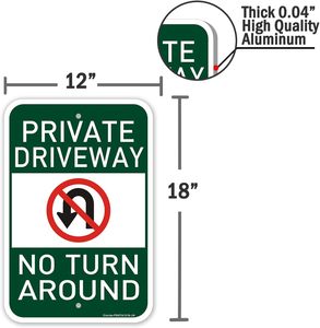 Señal reflectante de prohibido girar en entradas privadas de 12x18, placa de advertencia de aluminio inoxidable, seguridad exterior resistente a la intemperie - Product Image 2