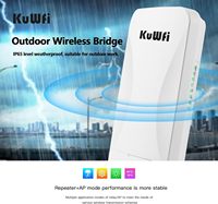 Puente Inalámbrico Gigabit KuWFi 5.8G 900Mbps con Puertos LAN de 1Gbps, Largo Alcance 3KM/1.86 Millas, Exterior IP65, 48V PoE, Extensor de Red CPE