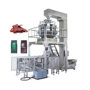 Automatic Weighing Dried Fruits Kraft Paper Bag Packing Machine Walnut Peanut Dates Zip Lock Pouch Filling Packing Machine