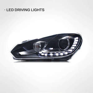 Conjunto de Faros Delanteros LED DRL F75 para VW <span class=keywords><strong>Golf</strong></span> 6 MK6 2009-2012, Actualización Estilo GTI R20, Lámpara de Xenón con Ojo de Ángel - Product Image 1