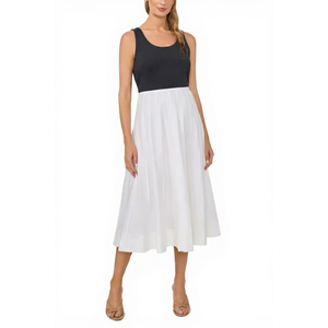 Jupe mi-longue blanche pour femme, style A, plissée, en tissu organza, élégante, à porter en toutes saisons - Product Image 1