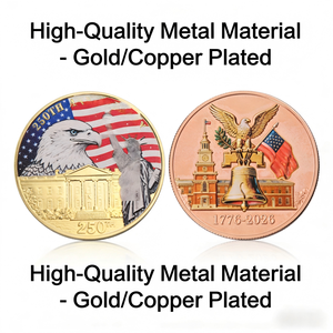Pièces de collection en métal doré 3D électroplaqué, en relief couleur, édition spéciale 250e anniversaire des États-Unis, avec épingles en émail, en gros - Product Image 3