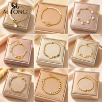 Pulseras de Cadena de Moda con Dijes de Mariposa y Corazón, Chapadas en Oro de 18K, de Acero Inoxidable, Multiestilo, Resistentes al Agua, para Mujer, Regalo