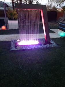 Corten Steel Outdoor Water Fountain Garden <b>Waterfall</b> Rain Curtain <b>Wall</b> Water Feature - Product Image 5