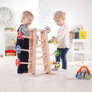 Pista de madera para montaña rusa con bolas, juego de deslizamiento de madera de haya para niños, para jugar en casa - Product Image 3