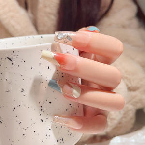 <span class=keywords><strong>Uñas</strong></span> Postizas <span class=keywords><strong>Cortas</strong></span> de Acrílico Directo de Fábrica Reutilizables Hechas a Mano con Gel UV para Presionar - Product Image 3