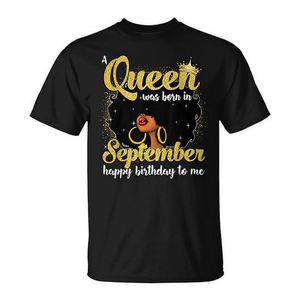 Camiseta con estampado gráfico de September Queen Afro Diva Natural Hair Birthday para mujer, color negro, 100% algodón - Product Image 2
