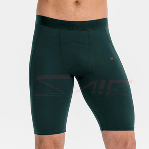 Short de compression athlétique à motif solide avec poches Short d'entraînement de course à pied écologique en gros - Product Image 5
