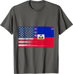 मैन पीओडी के लिए हैती फ्लैग प्रिंट कॉटन टी-शर्ट अनुकूलित समर टॉप नई फैशन ओ नेक टी ड्रॉप शिपिंग यूनिसेक्स कपल टी शर्ट