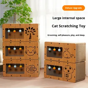 Neues Doppelschichtiges Katzen-Kratzbrett Bett Integriertes Wellpappe-Dichteplatten-Kratzbrett Verschleißfest Staubfrei Katzenbaum - Product Image 1