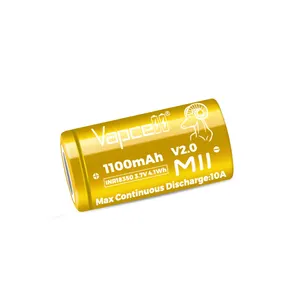 10A 18350 1100mAh Vapcell M11 بطارية أيون الليثيوم القابلة للشحن 3.7v بطارية أيون الليثيوم الاسطوانية لحزمة بطارية الكشاف