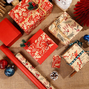Venta al por mayor 80g papel Kraft 43*300cm regalo de Navidad de lujo embalaje personalizado rollo de papel de regalo - Product Image 6