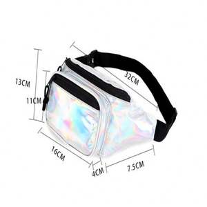 Customized Fashionable PU <b>Leather</b> Holographic Fanny Pack Colorful Printing <b>Belt</b> <b>Pouch</b> for Travel Sport Fanny Pack - Product Image 6