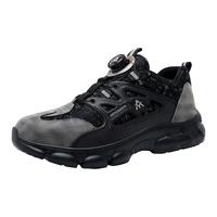 Chaussures de sécurité basses respirantes pour hommes, en daim avec embout en acier, pour le travail sur les chantiers de construction