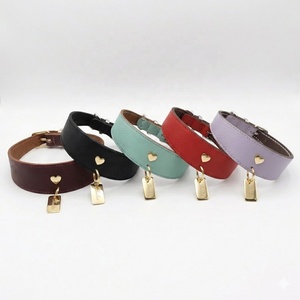 <span class=keywords><strong>Collar</strong></span> y Correa de Cuero para Perro, Diseño de Lujo, Color Gris, con Decoración de Corazón, 55 mm, Acolchado, para Perros Grandes, para Entrenamiento - Product Image 1