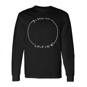 T-shirt à manches longues Lock In Crash Out, col rond noir, design graphique - Product Image 2