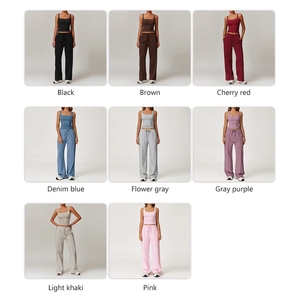 Conjunto Deportivo de 2 Piezas: Top Corto de Compresión para Yoga y Fitness, Pantalones Deportivos Holgados - Product Image 5