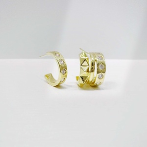 wholesale sterling silver 925 plata Geometric western earring everyday Trendy ladies 14k gold plated vintage simple earrings - Product Image 1