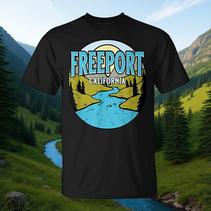 T-shirt con stampa souvenir Freeport California River Valley - Product Image 3
