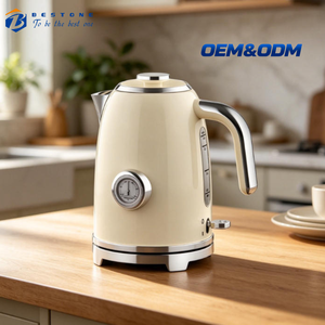 Hervidor Eléctrico Retro de 1.7L de Acero Inoxidable, Hervidor de Agua de Ebullición Rápida con Pantalla de Temperatura, Logotipo Personalizado OEM para Cocina y Hotel - Product Image 1
