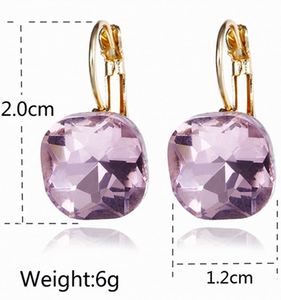 Pendientes de Moda con Cristales Austríacos Cuadrados en Color Dorado, Rosa, Rojo, Verde y Negro para Mujer - Product Image 5