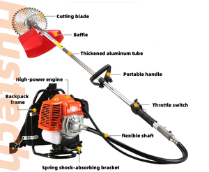 CE Certified Backpack <b>Brush</b> <b>Cutter</b> 4/2-Stroke Air-Cooled Aluminium <b>Blade</b> Petrol Lawn Mower 12in Cutting Width for Industry Use - Product Image 5